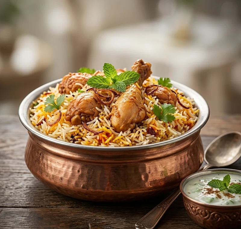 Chicken Dum Biryani at Virunthu, Indian restaurant near Forest Lawn, Calgary