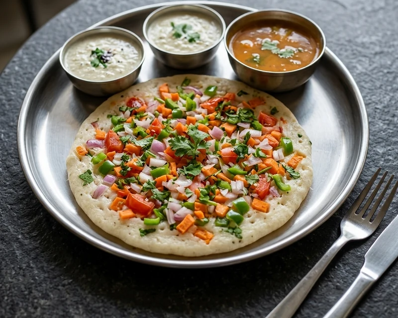 Mix Veg Uthappam at Virunthu, South Indian restaurant on 52 Street SE, Calgary