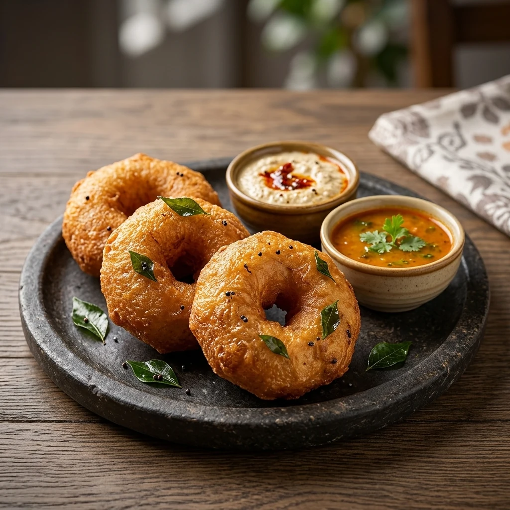 Medhu Vada, crispy South Indian lentil fritters at Virunthu, Calgary SE